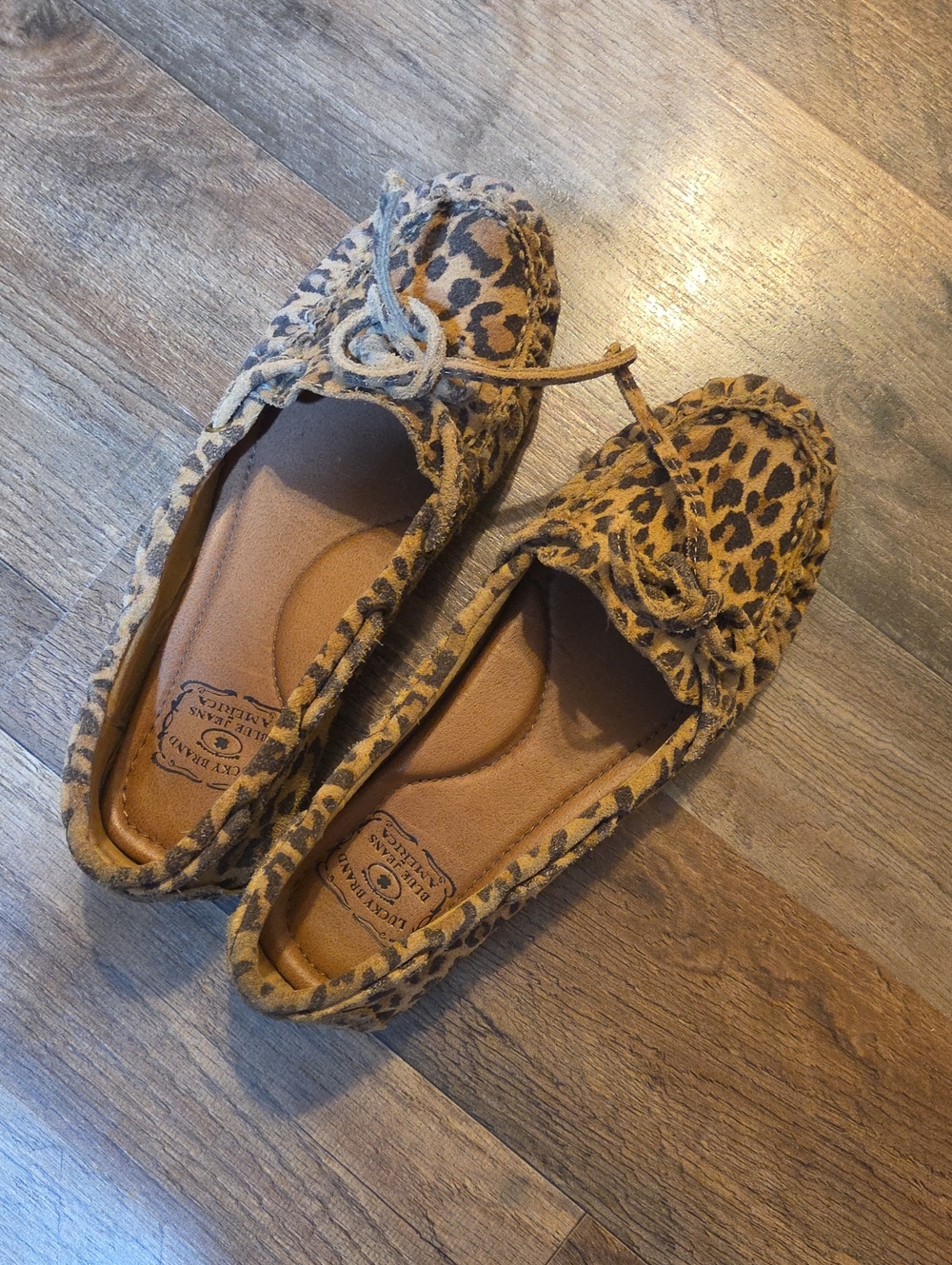 Lucky Brand Leopard-Print Bow Moccasin Flats - Tan and Black